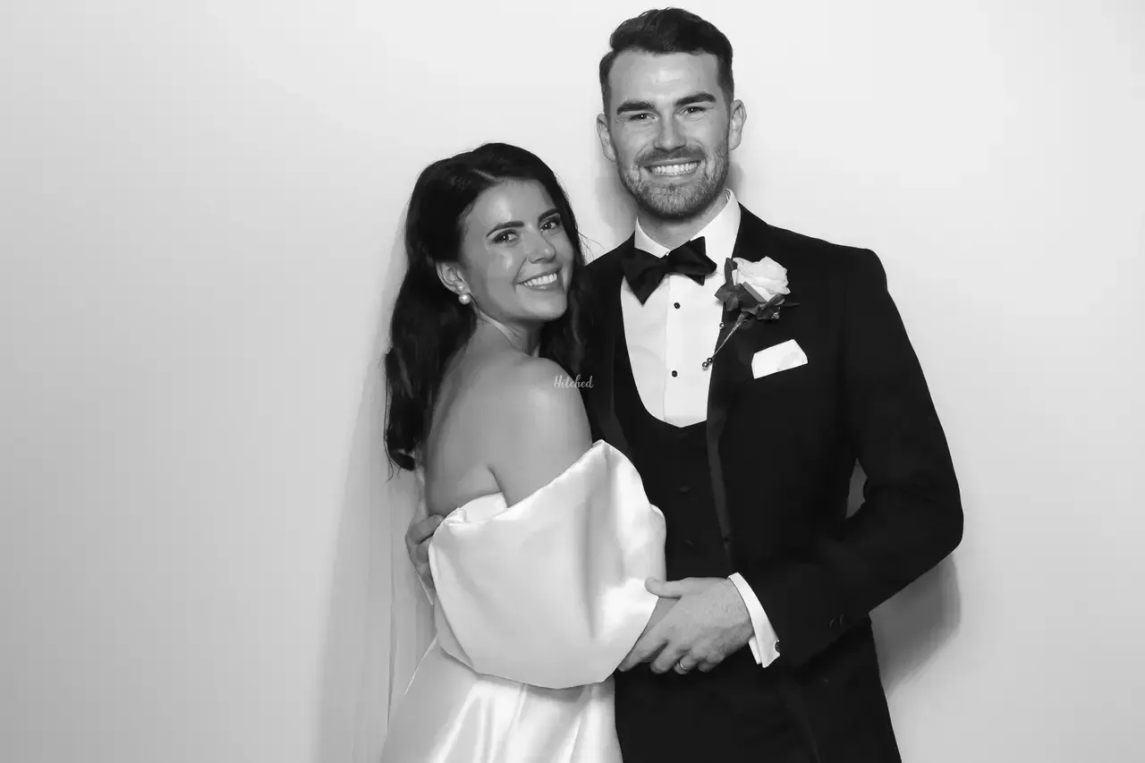 Black and white photo booth portrait